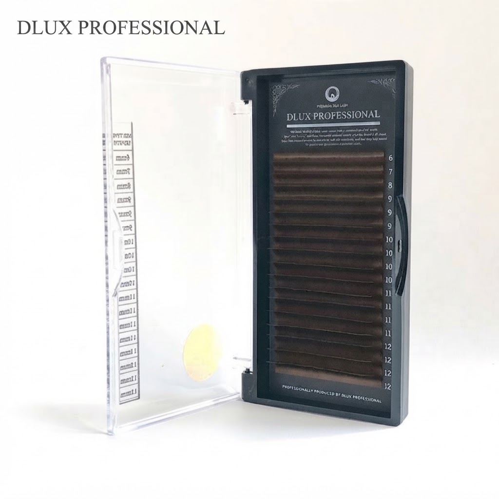 Вії DLUX Pro Silk темно коричневі Mix (18 стрічок)